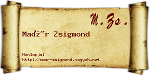 Maár Zsigmond névjegykártya